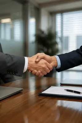 Professional Handshake at Business Agreement Meeting