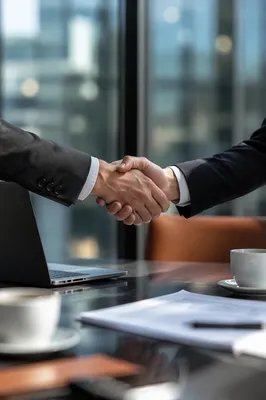 Professional Handshake Across Conference Table