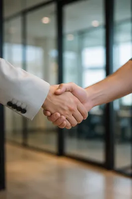 Professional Handshake Agreement in Modern Office
