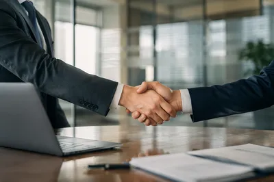 Professional Handshake Agreement in Modern Office
