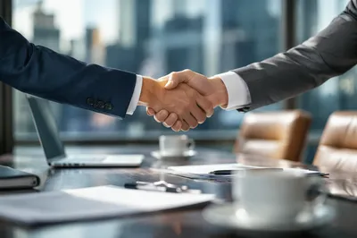 Professional Handshake Agreement in Modern Meeting Room