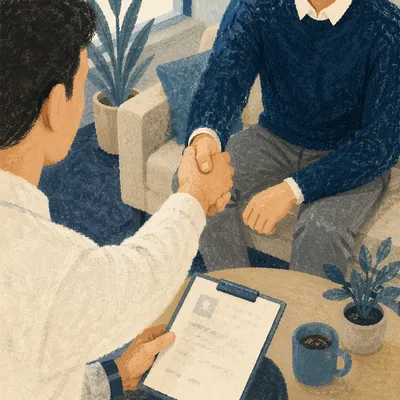 Job Interview Handshake in Modern Office