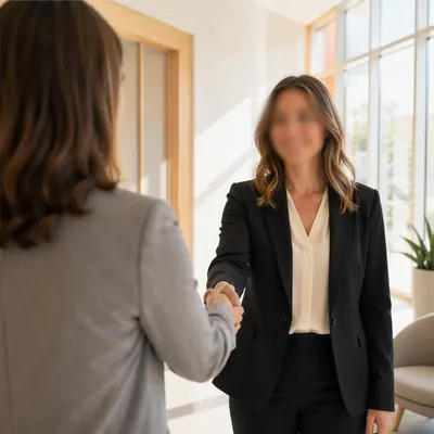 Professional Job Interview Handshake in Office