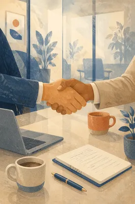 Professional Job Interview Handshake in Office