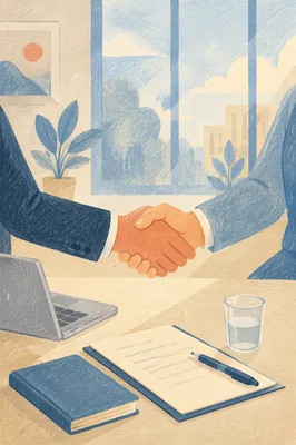 Professional Job Interview Handshake in Office