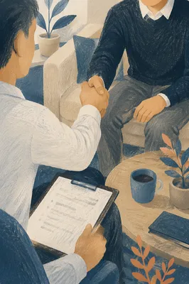 Job Interview Handshake in Modern Office