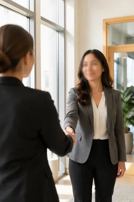 Professional Job Interview Handshake in Bright Office