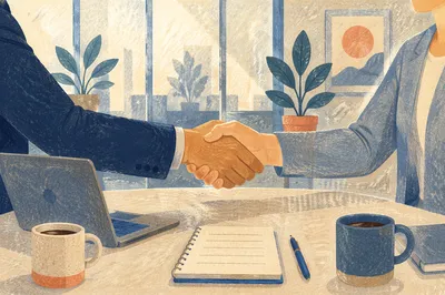 Professional Job Interview Handshake in Office