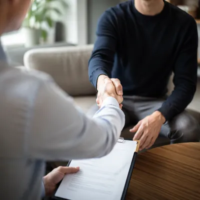 Professional Job Interview Handshake in Office