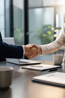 Job Interview Handshake in Modern Office