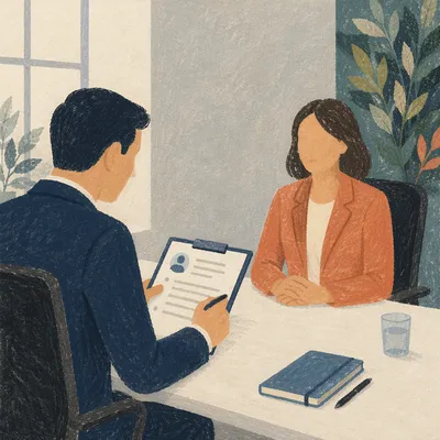 Professional Job Interview in Modern Office