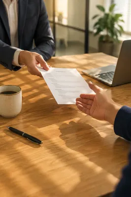 Professional Job Interview Handshake in Office