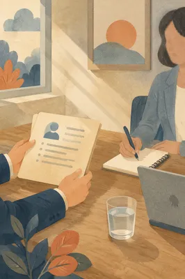 Professional Job Interview With Resume Folder
