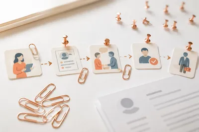 Rose Gold Hiring Workflow Desk Still Life