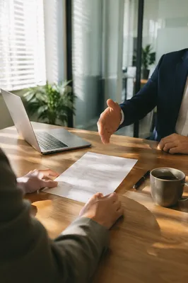 Professional Job Interview Handshake in Modern Office