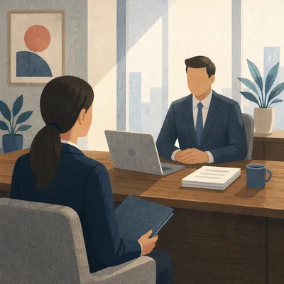 Formal Job Interview Across Office Desk