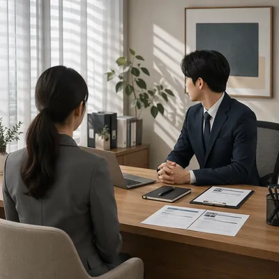 Formal Job Interview Across Office Desk