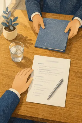 Formal Job Interview Desk Conversation Scene
