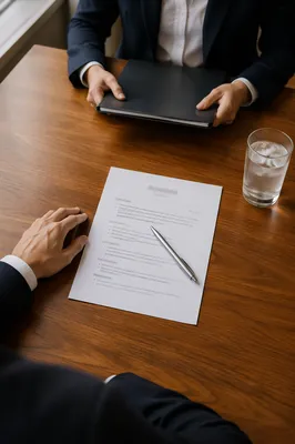 Formal Job Interview Across Oak Desk