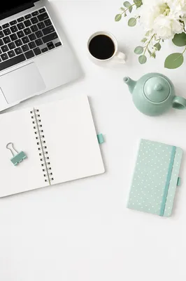 Minimal White Desk With Laptop Workspace