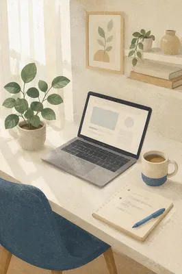 Clean Laptop Workspace with Morning Light