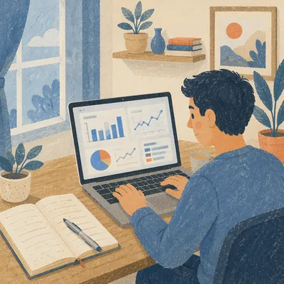 Business Analytics Dashboard on Laptop Workspace