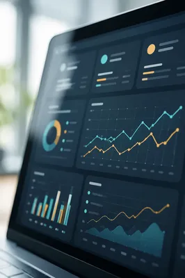 Modern Laptop Analytics Dashboard Close Up