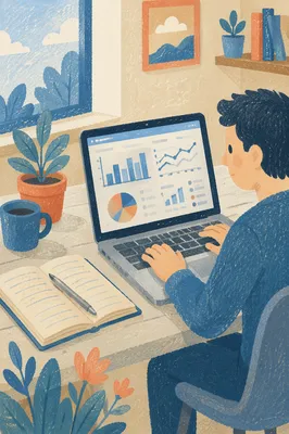 Laptop Analytics Dashboard on Modern Workspace