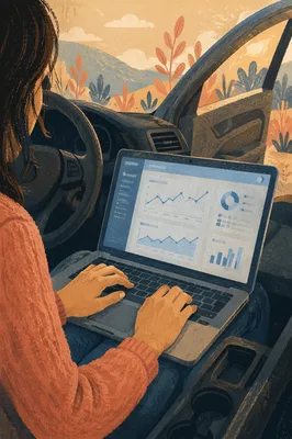 Mobile Analytics Dashboard in Parked Car