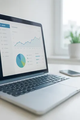 Laptop Analytics Dashboard on Minimal Office Desk