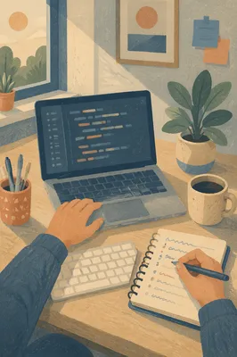 Developer Laptop Workspace in Morning Light