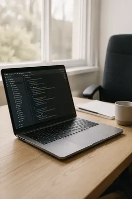 Developer Laptop Workspace with Soft Daylight