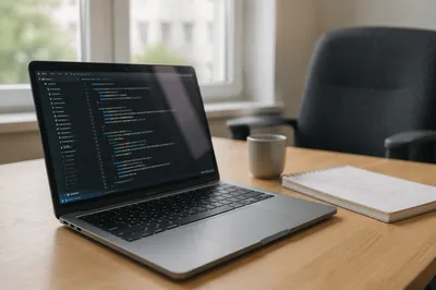 Developer Laptop Workspace in Soft Daylight