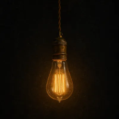 Glowing Vintage Lightbulb on Dark Background