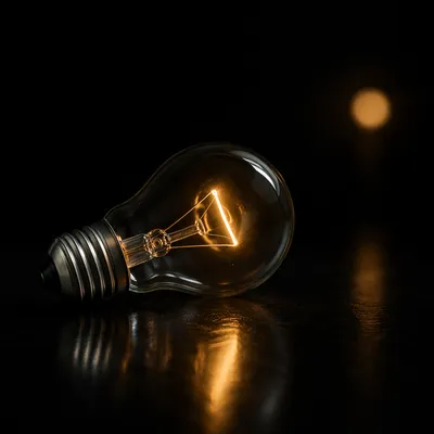 Glowing Lightbulb in Dark Business Scene