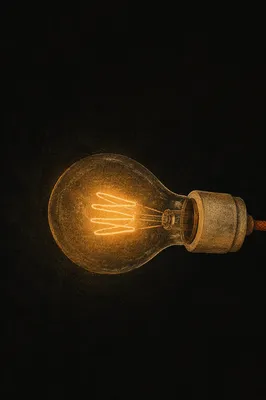 Glowing Vintage Lightbulb on Dark Background
