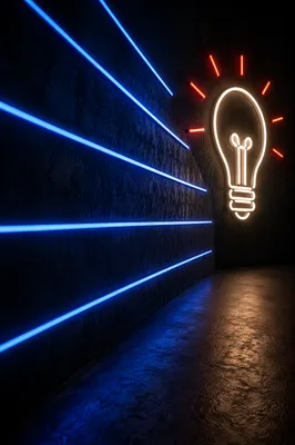 Glowing Neon Lightbulb Business Idea Concept