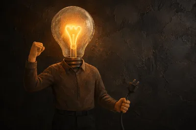 Glowing Lightbulb Head Business Idea Concept