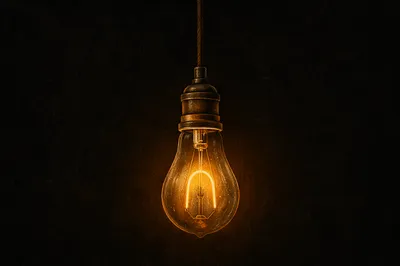 Glowing Vintage Lightbulb Innovation Concept Background