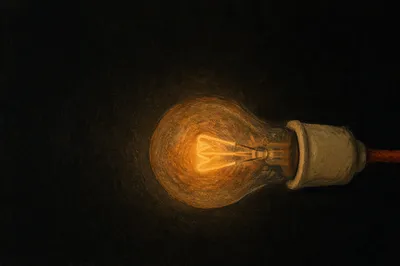Glowing Vintage Lightbulb Innovation Concept