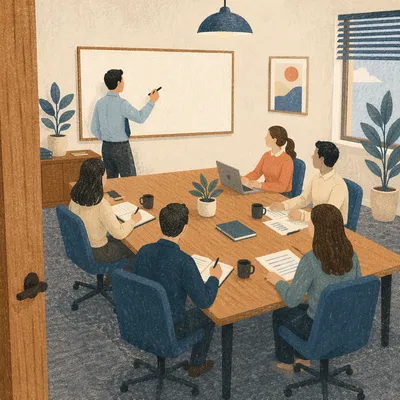 Business Presentation in Modern Conference Room