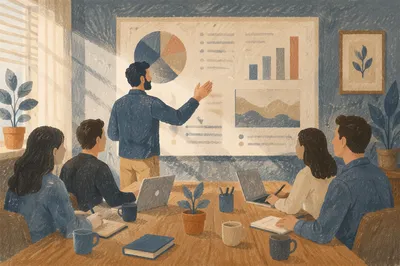 Presenter Leading Team Meeting in Conference Room
