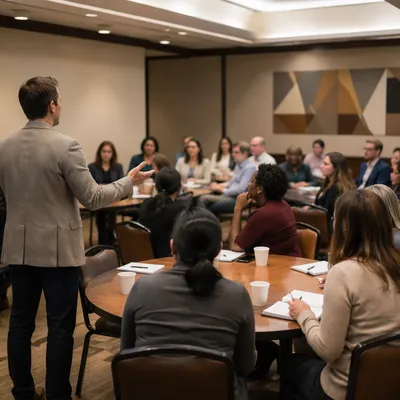 Business Presenter Leading Team Workshop