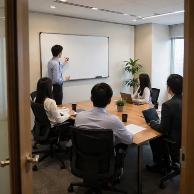 Business Presenter Leading Team Meeting