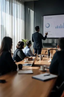 Business Presentation in Modern Conference Room
