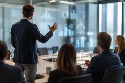 Man Presenting to Team in Conference Room
