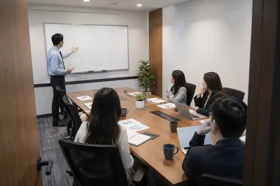 Male Presenter Leading Conference Room Team Meeting
