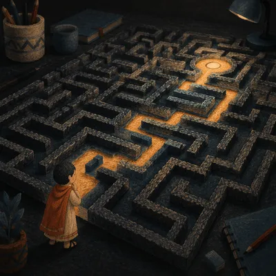 Glowing Maze Puzzle Business Strategy Concept