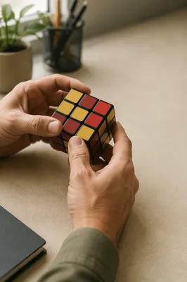 Hands Solving Maze Puzzle on Office Desk
