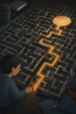 Glowing Maze Puzzle Business Strategy Concept